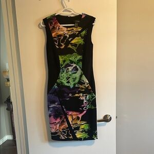 Frank Lyman Design Black and Multicolor Midi Dress